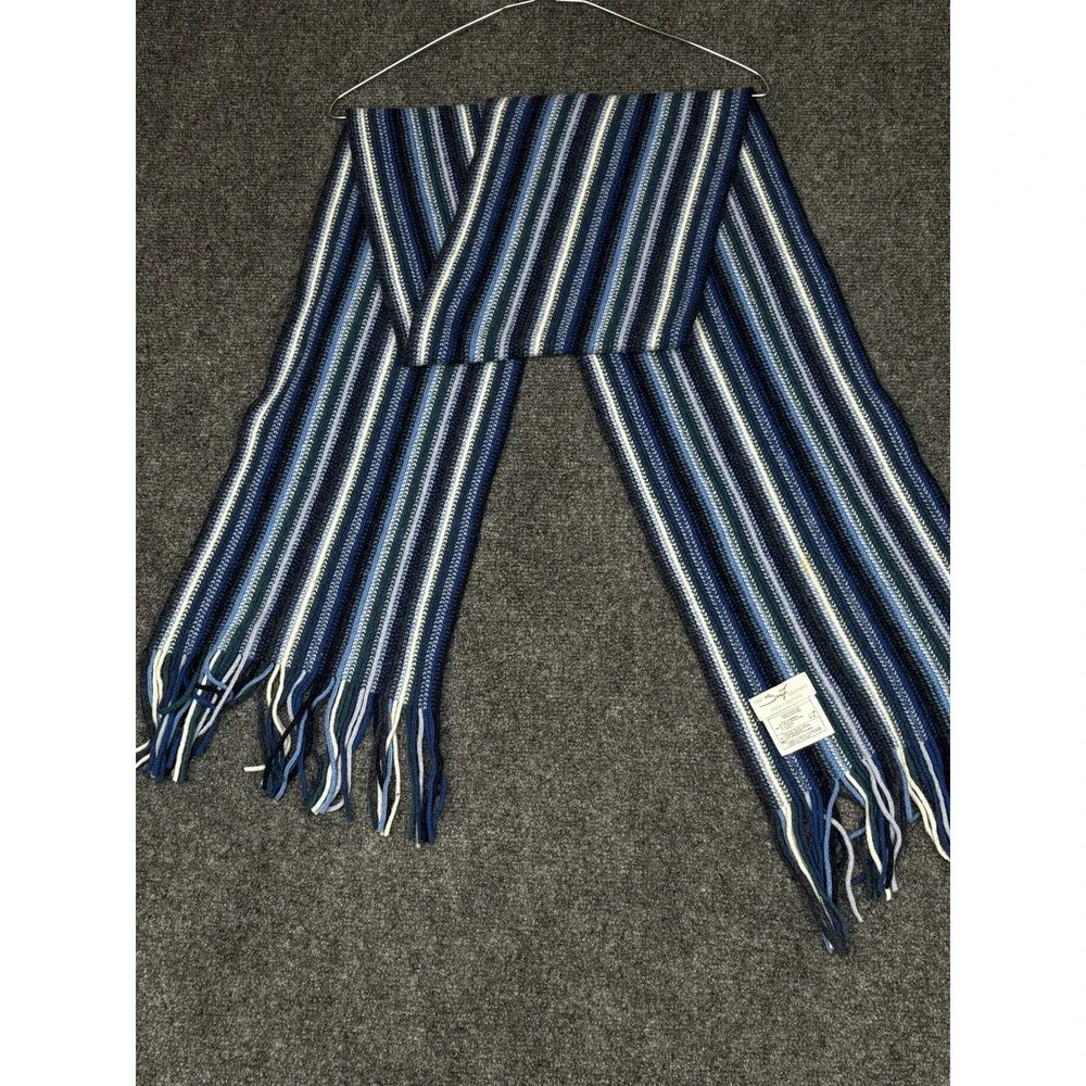 The Scarf Company Scarf Unisex OS Blue Striped Pure Lambswool Made in Scotland